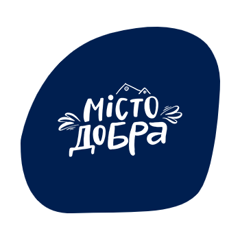 Misto Dobra logo, blå bakrund med vit text